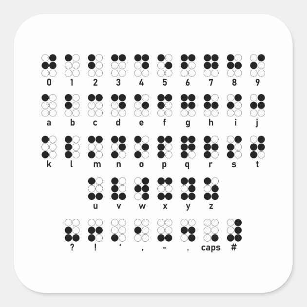 Braille alphabet blind letters symbol square sticker